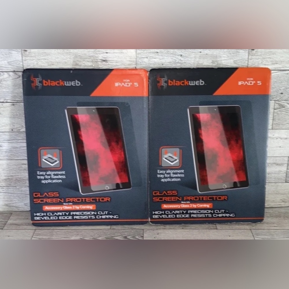 Black Glass Screen Protector for iPad 5 - Black 2 Pack